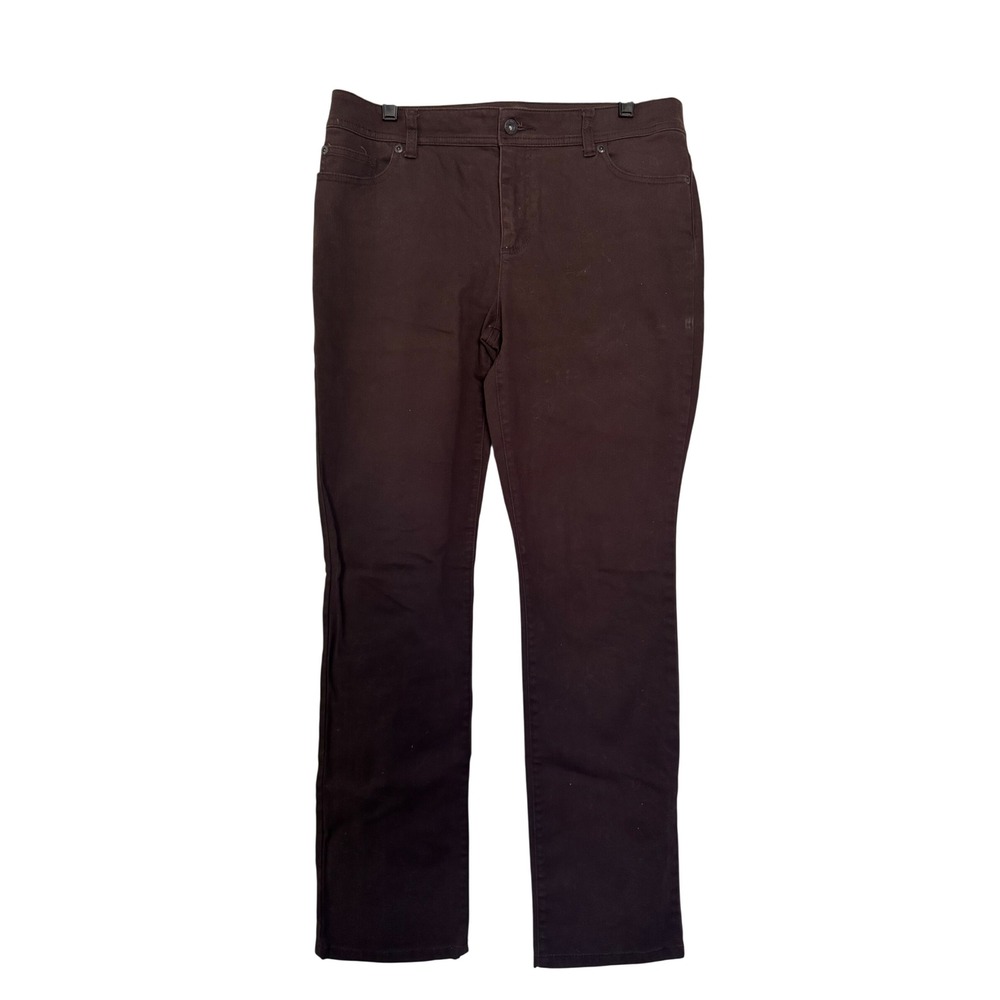 Chicos So Slimming Brown Straight Leg Pants Size 1 Regular 4501274307